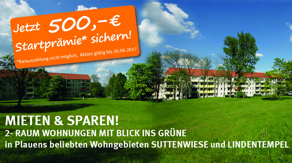 2-Raumwohnung mieten + 500 Euro Startprämie